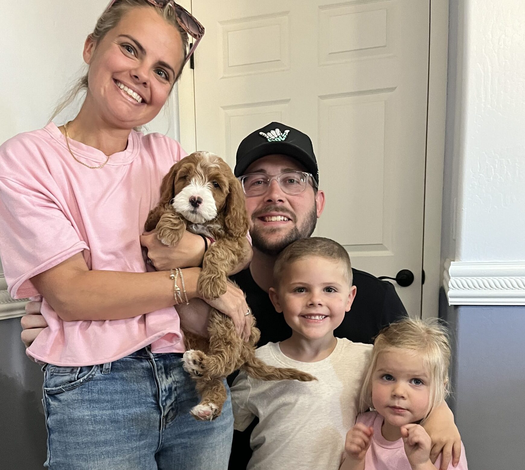 Goldendoodle Puppy with kids and family in Arizona